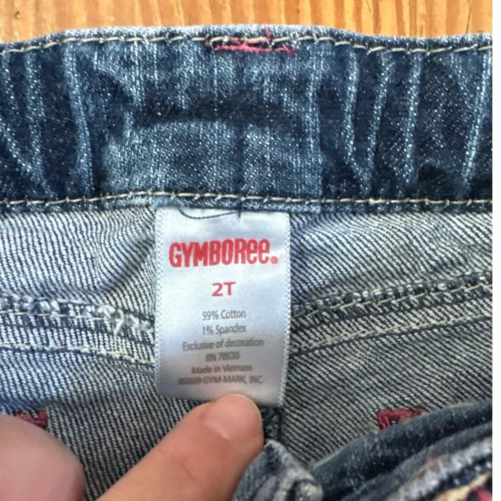 Gymboree Jeans Kids Blue Owl Embroidered Rainbow Stitch Denim SIZE 2T